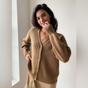 Wilfred Cortado cardigan, 100% merino wool, size small, camel